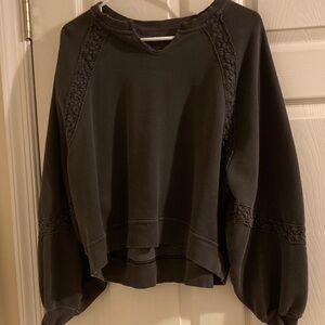 Aerie Charcoal Cozy Notch Neck Sweatshirt